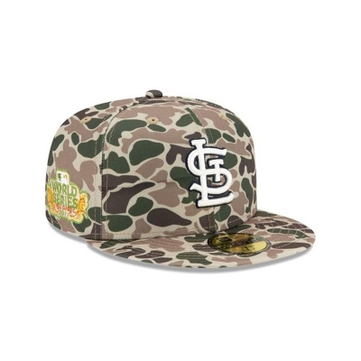 Green St. Louis Cardinals Hat - New Era MLB Duck Camo 59FIFTY Fitted Caps USA6308127